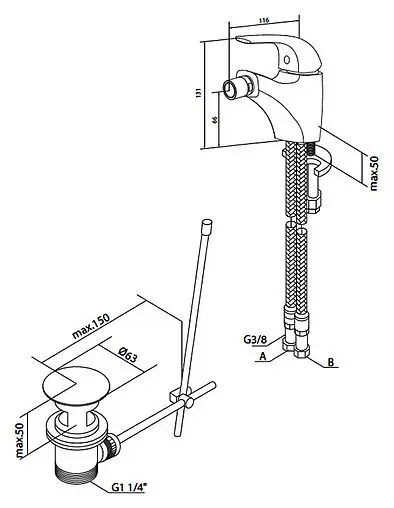 Смеситель для биде Am.Pm Sense хром F7583100 Смеситель для биде Am.Pm Sense хром F7583100
