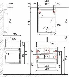 Шкаф-зеркало Jorno Bosko 50 с подсветкой и часами белый Bos.03.50/W, 2