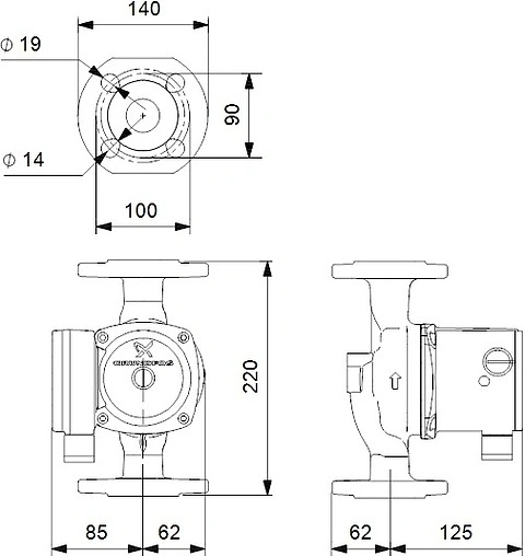 Насос циркуляционный Grundfos UPS 32-80 F 220 95906458