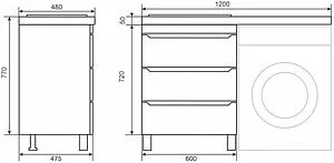 Тумба-умывальник напольная Uperwood Tanos 120 R белый 291021008 Тумба-умывальник напольная Uperwood Tanos 120 R белый 291021008, 2