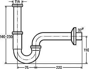 Сифон трубный для раковины Viega 5611.5 хром 101572 Сифон трубный для раковины Viega 5611.5 хром 101572, 2