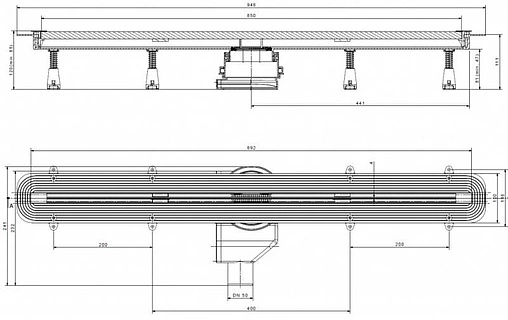 Лоток душевой Set 950мм h=52мм 0.8л/сек Pestan Confluo Premium Gold Line 950 13100167