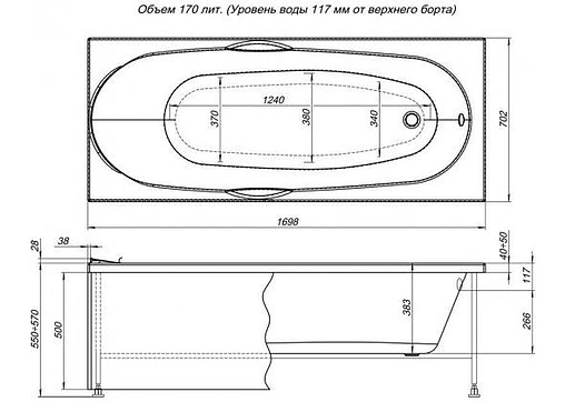 Панель для ванны фронтальная Aquanet Dali 170 белый 00239296