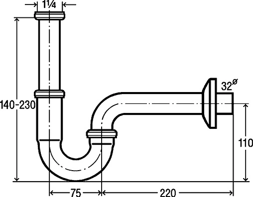Сифон трубный для раковины Viega 5611.5 хром 101572 Сифон трубный для раковины Viega 5611.5 хром 101572