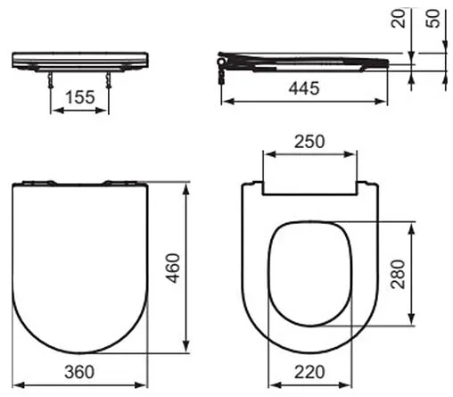 Крышка-сиденье для унитаза с микролифтом Ideal Standard Blend Curve белый T520801 Крышка-сиденье для унитаза с микролифтом Ideal Standard Blend Curve белый T520801