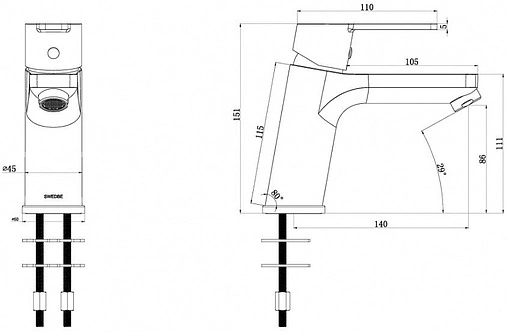 Смеситель для раковины Swedbe Kronos хром 2010