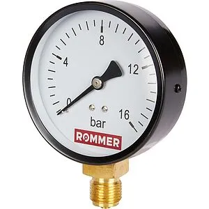 Манометр радиальный Rommer 100 мм 16 бар ½&quot; RIM-0010-101615, 3