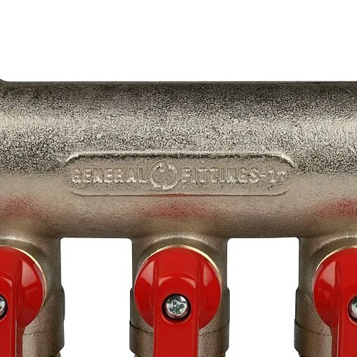 Коллектор запорный проходной 3 отвода красный 1"в/н x ½"н Stout SMB 6200 011203 Коллектор запорный проходной 3 отвода красный 1"в/н x ½"н Stout SMB 6200 011203