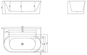Ванна акриловая отдельностоящая BelBagno 170x80 BB409-1700-800 Ванна акриловая отдельностоящая BelBagno 170x80 BB409-1700-800, 2