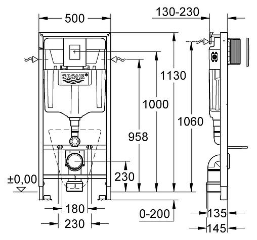 Инсталляция для подвесного унитаза Set 4 в 1 Grohe Rapid SL 38775001 с кнопкой хром глянцевый Инсталляция для подвесного унитаза Set 4 в 1 Grohe Rapid SL 38775001 с кнопкой хром глянцевый
