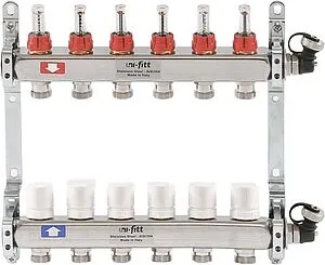 Группа коллекторная с расходомерами 6 отводов 1&quot;в/в x ¾&quot;ек Uni-fitt 450I4306, 1