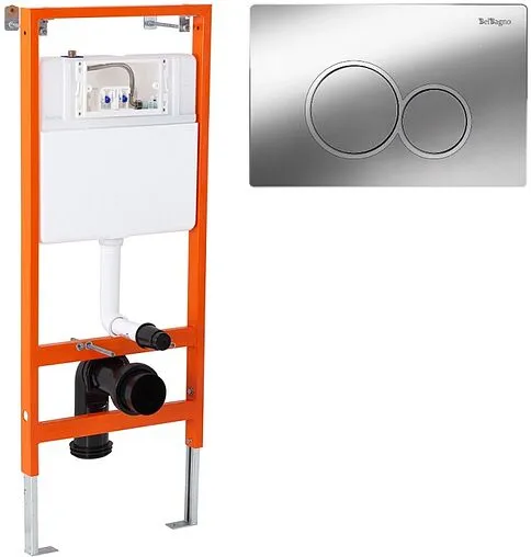 Инсталляция для подвесного унитаза Set 3 в 1 BelBagno BB097SET.R.CR с кнопкой хром глянцевый