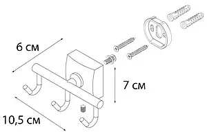 Крючок тройной Fixsen Kvadro хром FX-61305C Крючок тройной Fixsen Kvadro хром FX-61305C, 3
