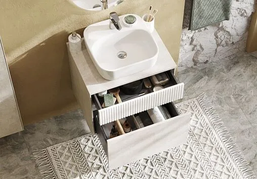 Тумба-умывальник подвесная Aquaton Марбл 60 слэйт/белый матовый 1A2761K0MH4C0