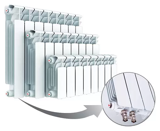 Радиатор биметаллический 6 секций нижнее левое подключение Rifar Base Ventil 350 RBVL35006