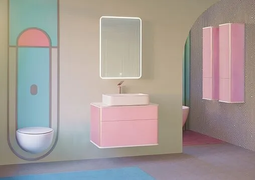 Шкаф-зеркало Jorno Pastel 60 R розовый иней Pas.03.60/PI