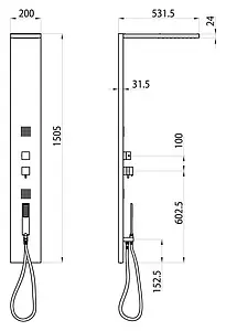 Душевая панель с термостатом для душа Bossini Manhattan Panel 4 Termostatico хром L00897.030 Душевая панель с термостатом для душа Bossini Manhattan Panel 4 Termostatico хром L00897.030, 2