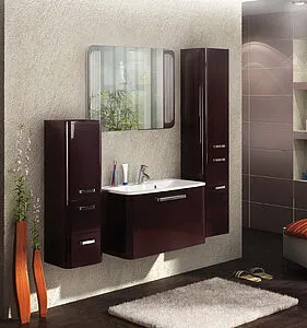 Шкаф-пенал подвесной с бельевой корзиной Aquaton Валенсия 35 L гранат 1A123803VA34L, 4