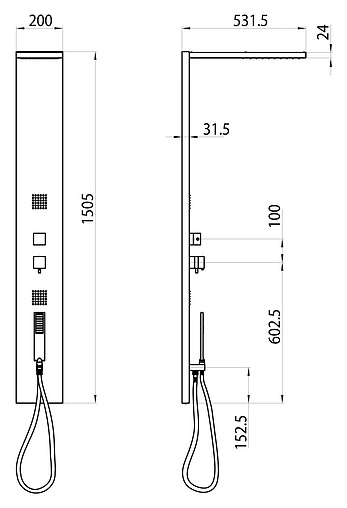 Душевая панель с термостатом для душа Bossini Manhattan Panel 4 Termostatico хром L00897.030