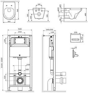 Комплект 6 в 1 Am.Pm Inspire FlashClean IS450A38.501700 с кнопкой черный матовый, 2