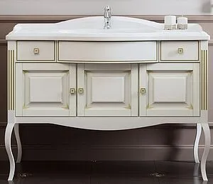 Тумба под умывальник напольный Opadiris Лаура 120 белый матовый/с золотой патиной Z0000009324, 1