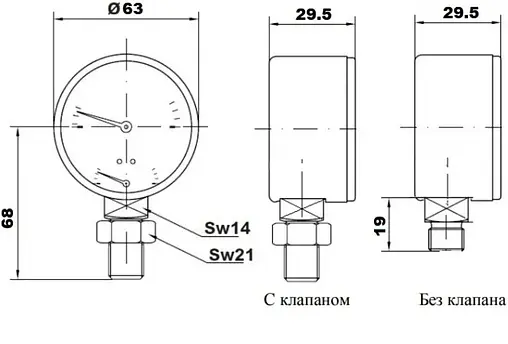 Термоманометр радиальный TIM 63мм 6 бар 120°С ½&quot; Y-63-6