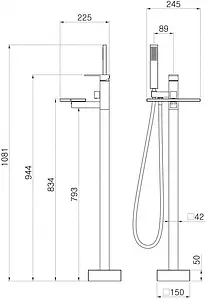 Смеситель для ванны напольный Swedbe Spira хром 4008 Смеситель для ванны напольный Swedbe Spira хром 4008, 2
