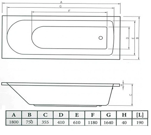 Ванна акриловая C-bath Geba 180x75 CBQ009002