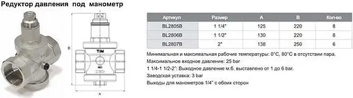 Редуктор давления поршневой 2&quot; TIM BL2807B