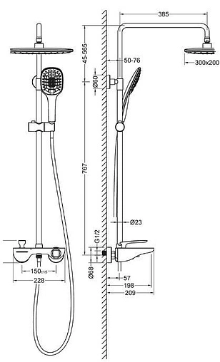 Душевая система со смесителем для ванны Timo Helmi белый/хром SX-1170/00-16