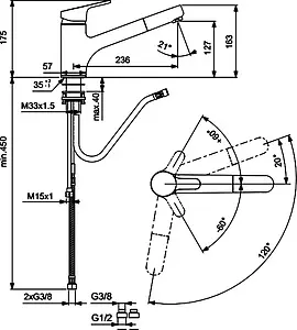 Смеситель для кухни с выдвижным изливом Vidima Joy хром BA080AA, 2