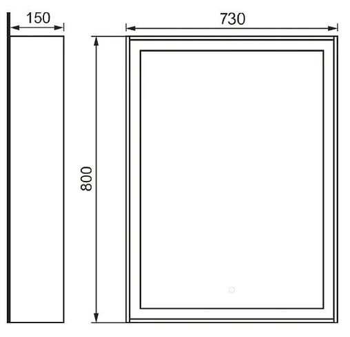 Зеркало с подсветкой Raval Frame 75 дуб трюфель Fra.02.75/DT
