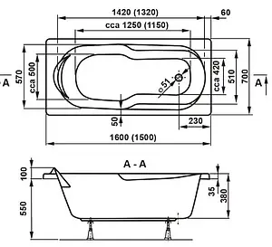 Ванна акриловая Vagnerplast Nymfa 150x70 VPBA157NYM2E-04 Ванна акриловая Vagnerplast Nymfa 150x70 VPBA157NYM2E-04, 2