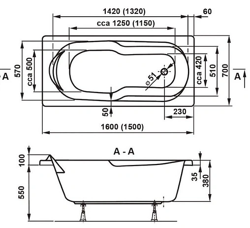 Ванна акриловая Vagnerplast Nymfa 150x70 VPBA157NYM2E-04