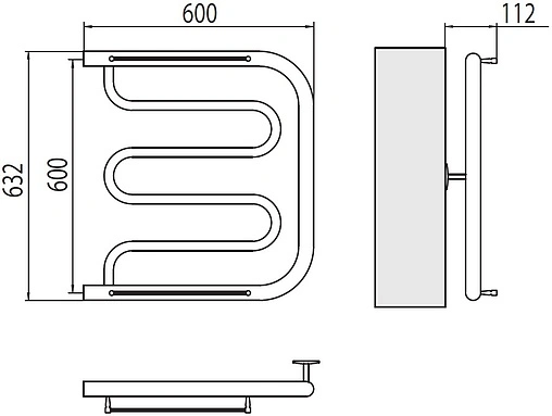 Полотенцесушитель водяной Terminus Фокстрот 1&quot; БШ 600х600 полированная сталь 4620768881107