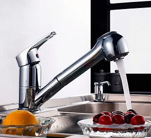Смеситель для кухни с выдвижным изливом Rossinka хром D40-25 Смеситель для кухни с выдвижным изливом Rossinka хром D40-25, 3