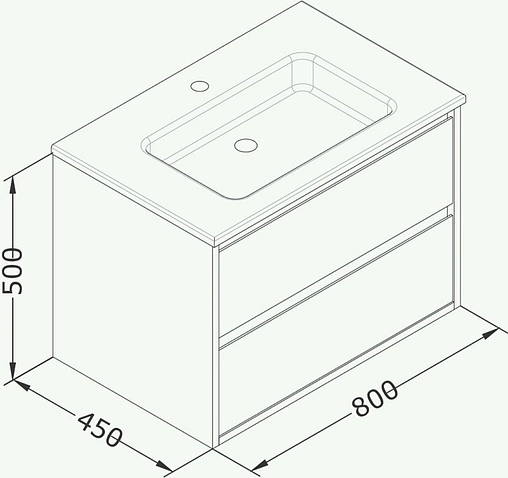 Тумба-умывальник подвесная ISVEA Pro 80 антрацит 21MGS019080I+10SL51081SV
