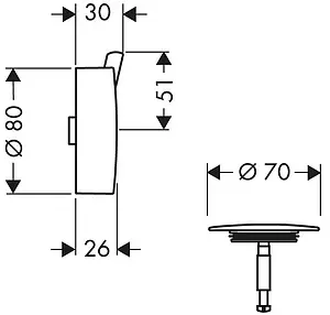 Внешняя монтажная часть сифона для ванны Hansgrohe Flexaplus S шлифованный никель 58186820, 2