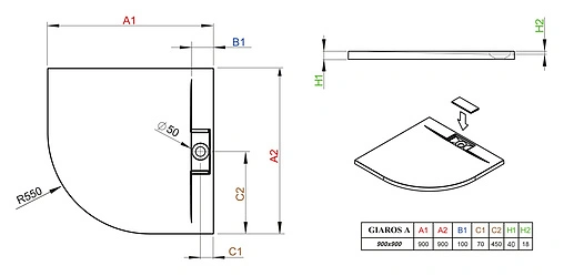 Поддон для душа Radaway Giaros A90 MKGA9090-03