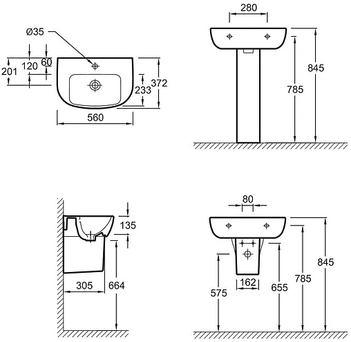 Раковина Jacob Delafon Odeon Up 56 белый E4755G-00