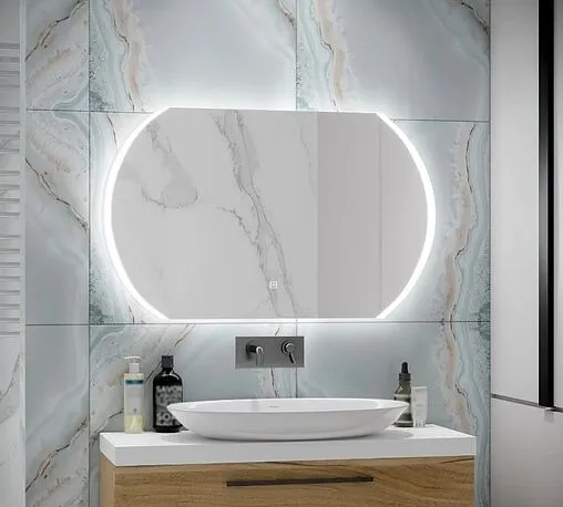 Зеркало с подсветкой Continent Polaris Led 120x70 белый ЗЛП903