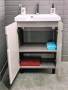 Тумба-умывальник напольный Айсберг Марта 60 бетон DA3503T+4670142930044, 4