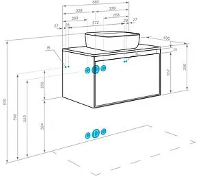 Тумба-умывальник подвесная Aquaton Либерти 70 дуб эльвезия/белый глянец 1A2798K3LYC70, 2