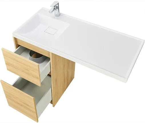 Тумба-умывальник напольная над стиральной машиной Aquaton Лондри 105 L дуб сантана 1A2670K1LH0C0+