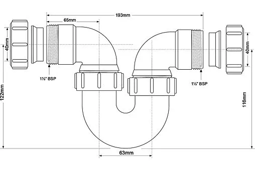 Сифон трубный для мойки Mc Alpine MRT32-40