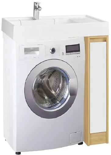 Тумба-умывальник напольная над стиральной машиной Aquaton Лондри 80 дуб сантана/белый 1A2671K2LH0C0+