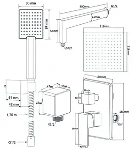Душевая система со смесителем для душа Swedbe Platta хром 5540 Душевая система со смесителем для душа Swedbe Platta хром 5540, 2