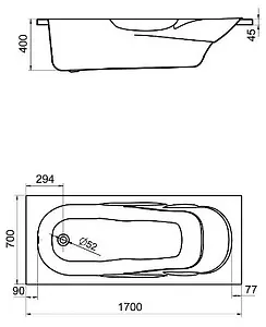 Ванна акриловая Santek Касабланка M 170x70 1WH501531 Ванна акриловая Santek Касабланка M 170x70 1WH501531, 2