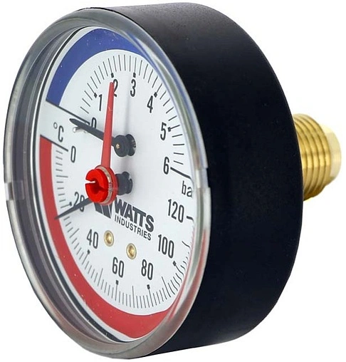 Термоманометр аксиальный Watts F+R818 80мм 6 бар 120°С ½&quot; 10018742