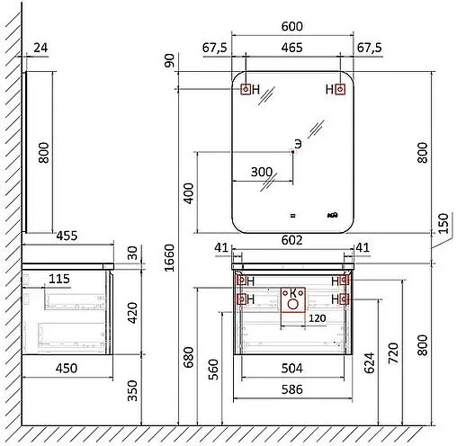 Тумба-умывальник подвесная Raval Welto 60 белый Wel.01.60/P/W/RL+Solo.08.60/W/RL
